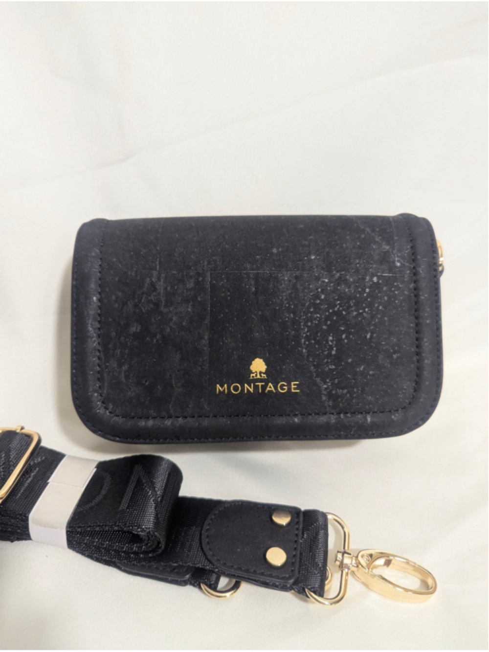 MONTAGE Cork NWT Crossbody Bag - Sustainable Cork Black + pink